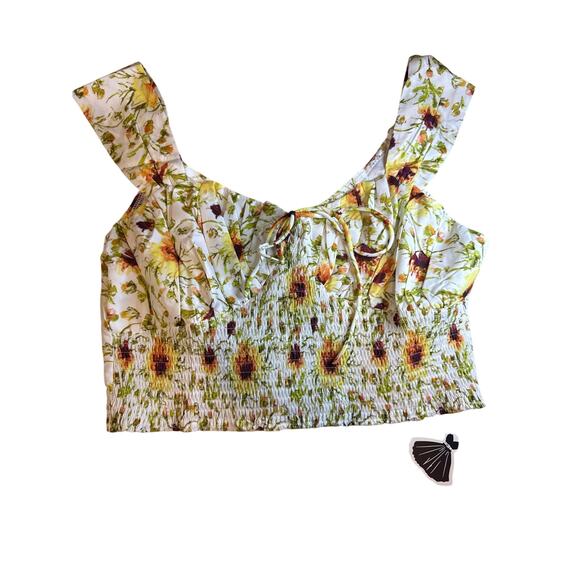 "Retro Stage" floral crop sweetheart top NWT - Picture 1 of 4
